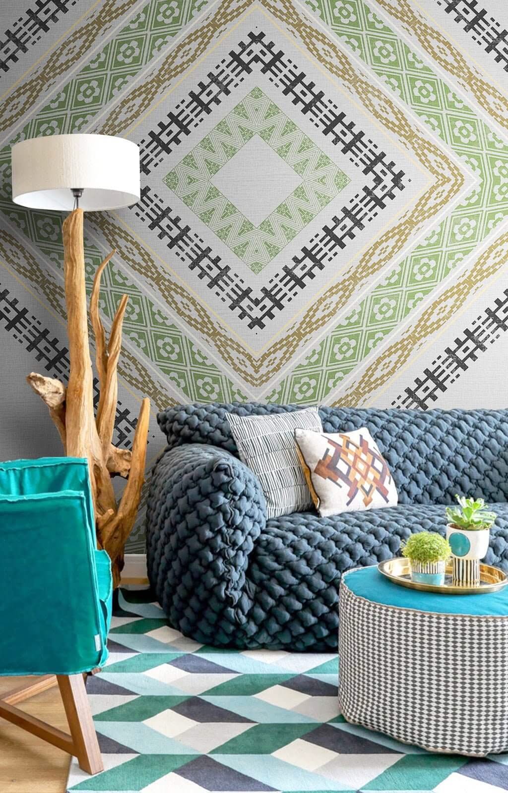 Geometric Diagnosis Wallpaper Mural-ChandeliersDecor.com