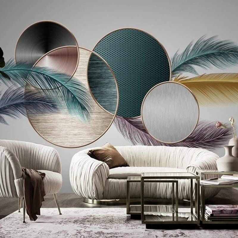 Geometric Leafs Wallpaper: Transform Your Space-ChandeliersDecor.com