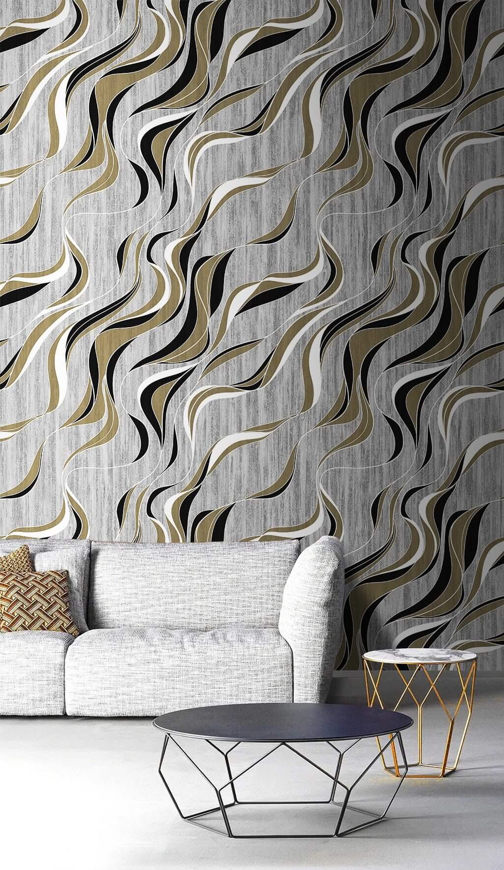 Geometric Linear Waves Wallpaper Mural-ChandeliersDecor.com