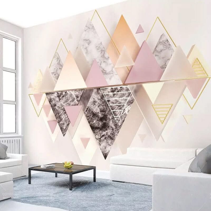 Geometric Mountains Triangle Wallpaper for Home Wall Decor-ChandeliersDecor.com