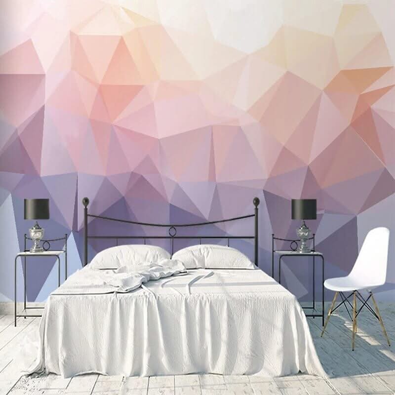 Geometric Pink and Purple Wallpaper for Home Wall Decor-ChandeliersDecor.com