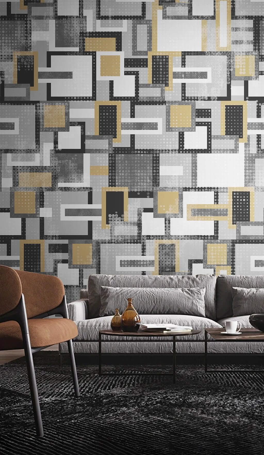 Geometric Square Merger Wallpaper Mural-ChandeliersDecor.com