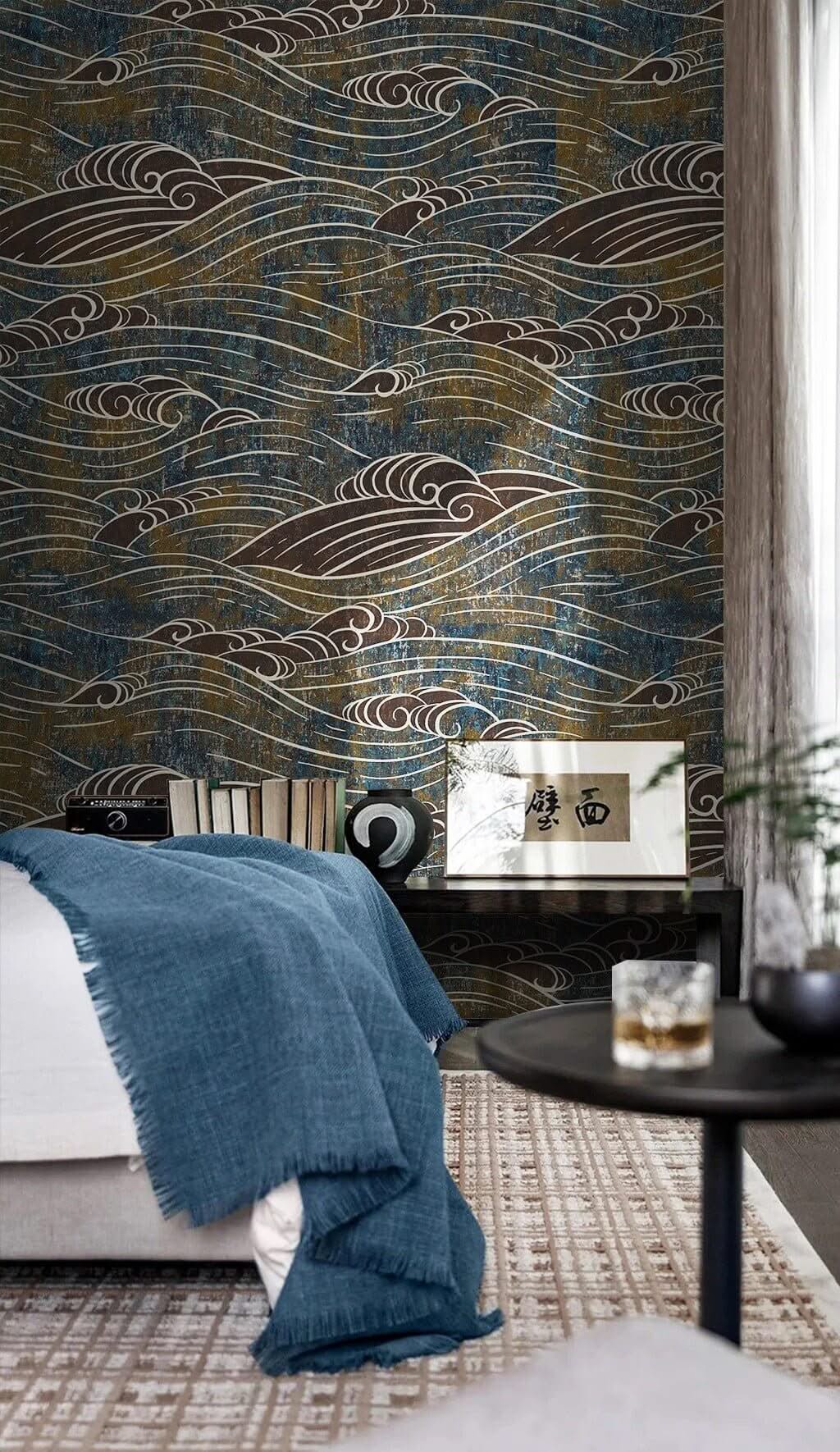 Geometric Waves Wallpaper Mural-ChandeliersDecor.com