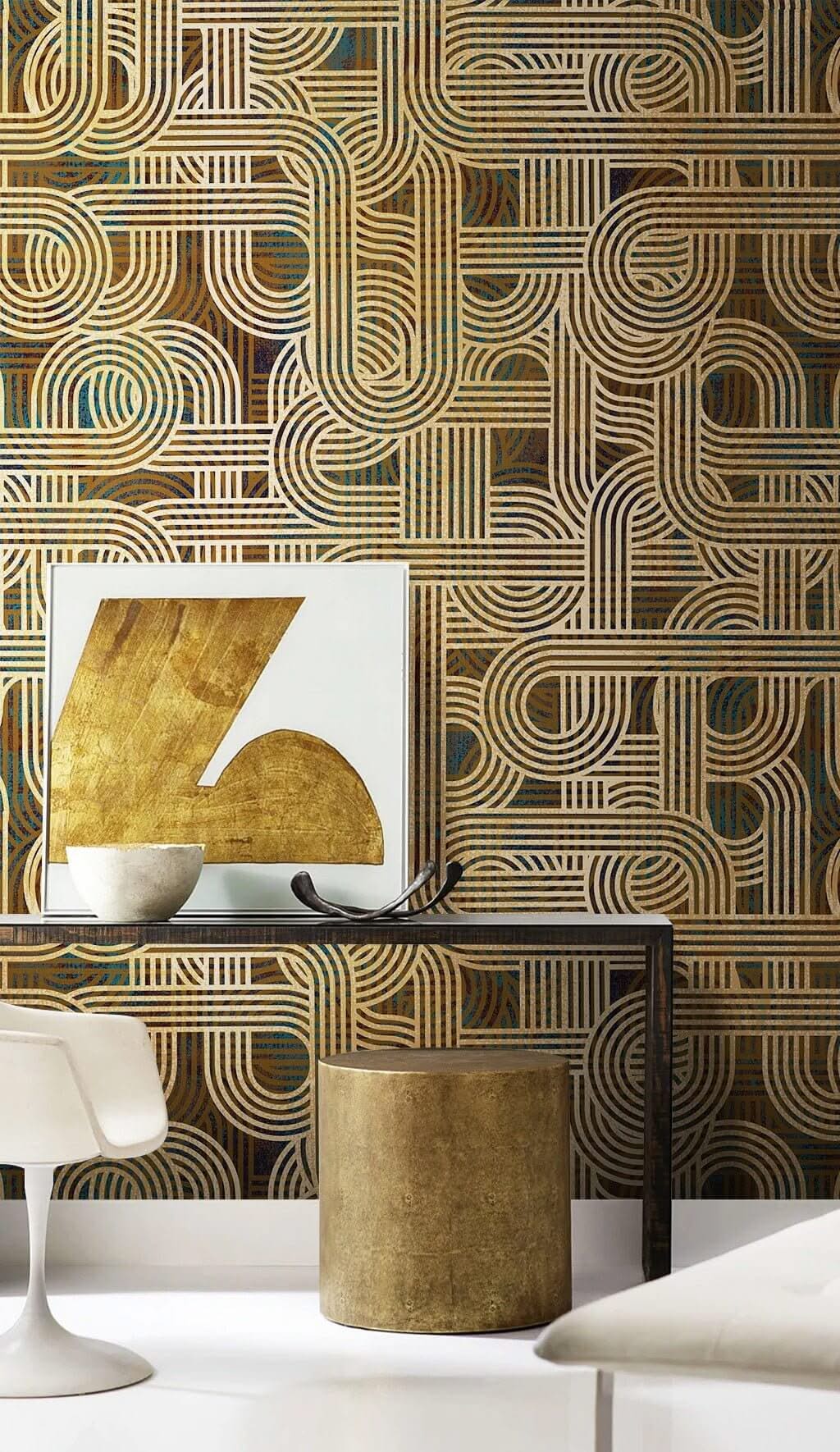 Geometric Yellow Pattern Wallpaper Mural-ChandeliersDecor.com