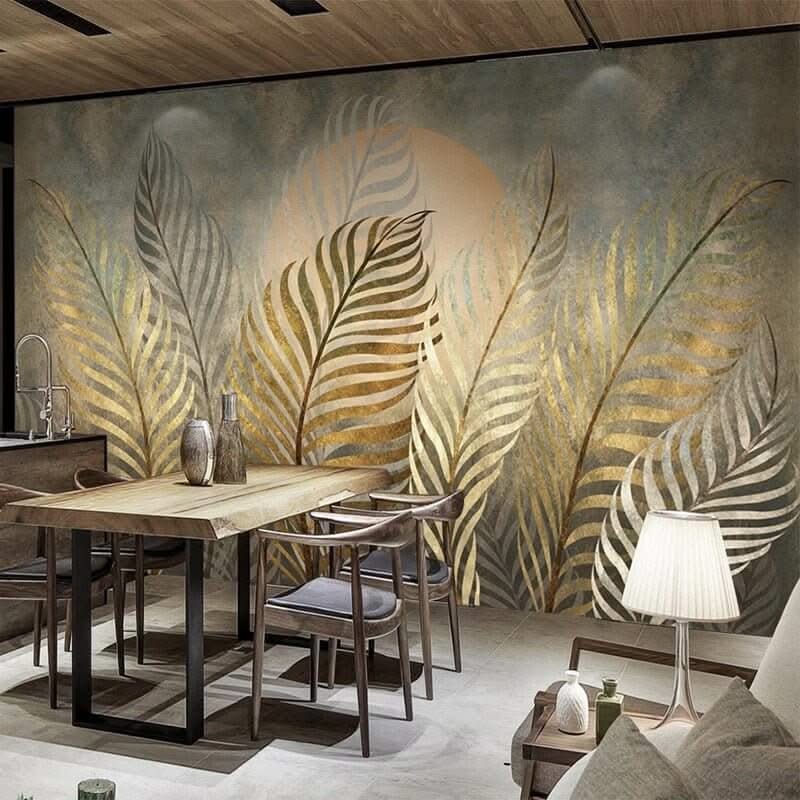 Golden Leaf Wallpaper: The Ultimate Home Décor Mural-ChandeliersDecor.com