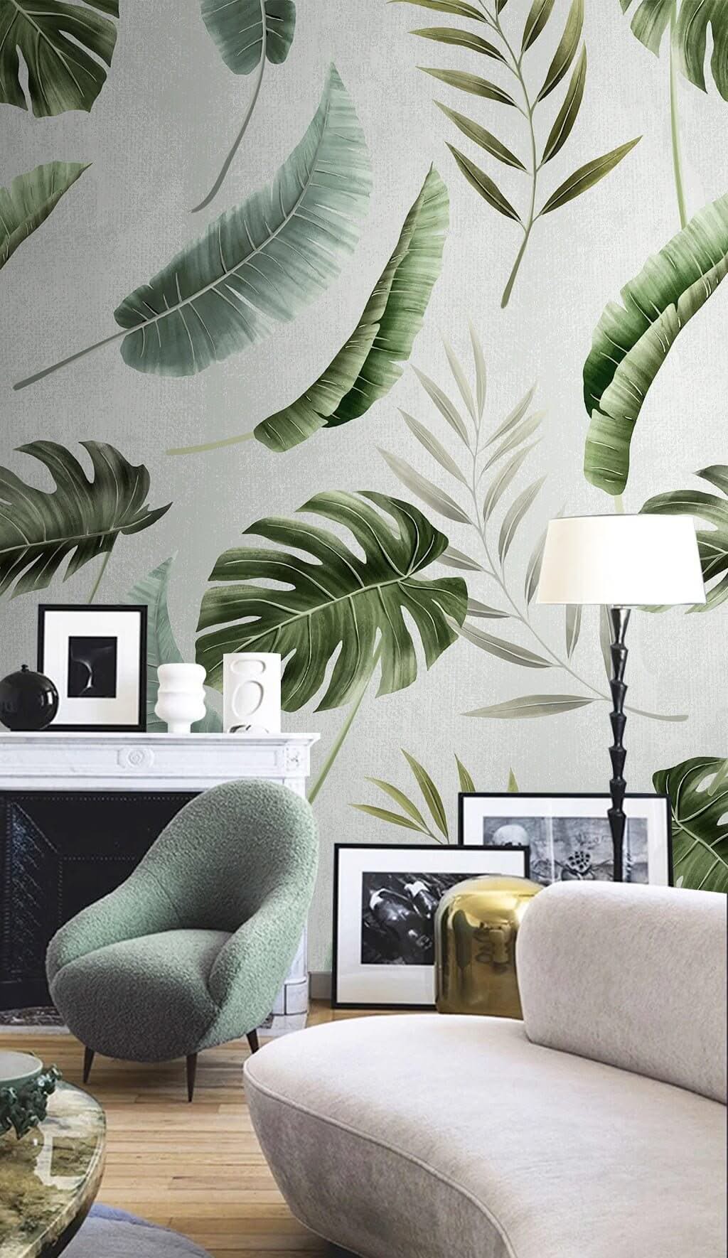 Green Leaves Kind Wallpaper Mural-ChandeliersDecor.com