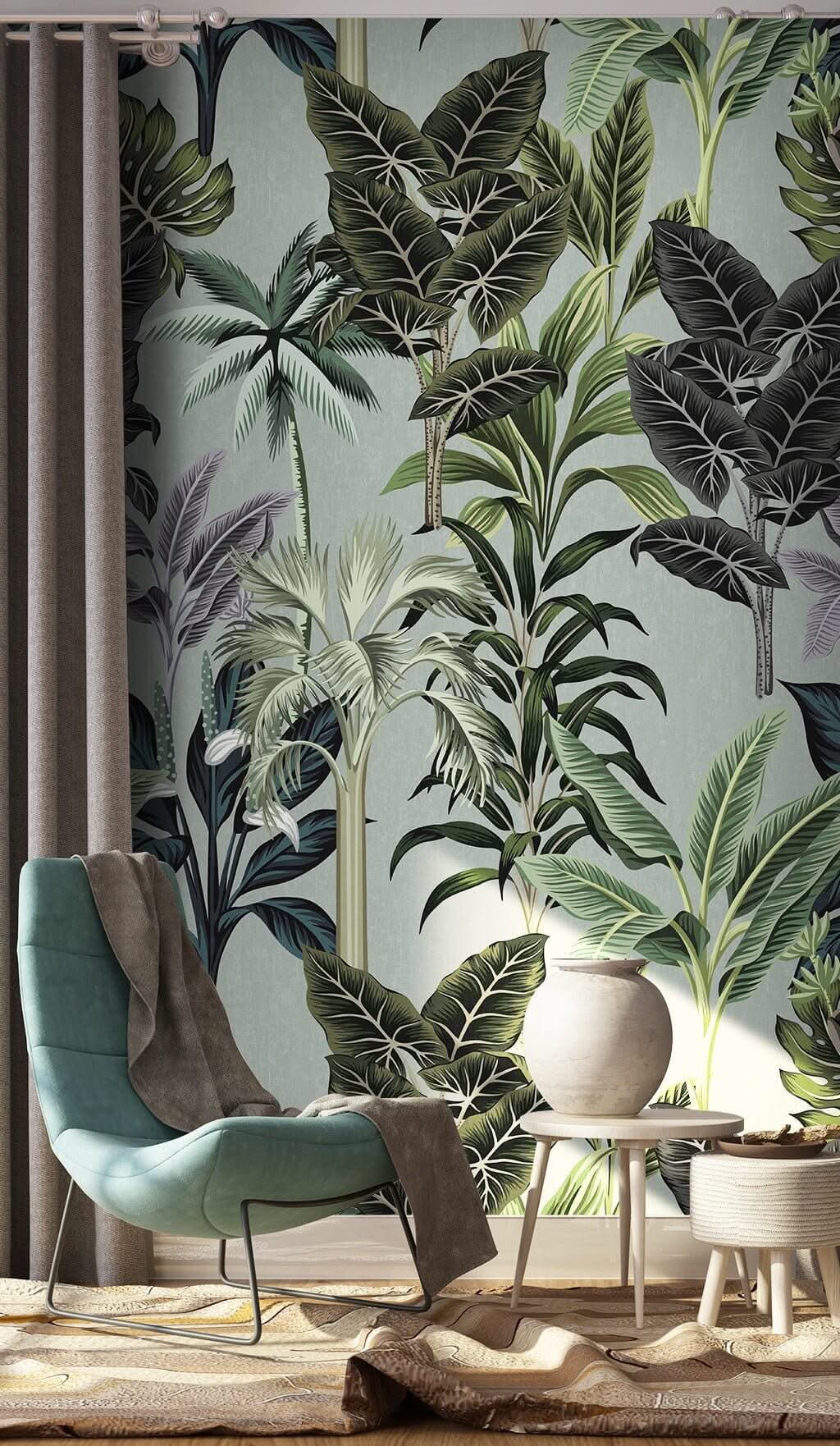 Green Tropical Haven Wallpaper Mural-ChandeliersDecor.com