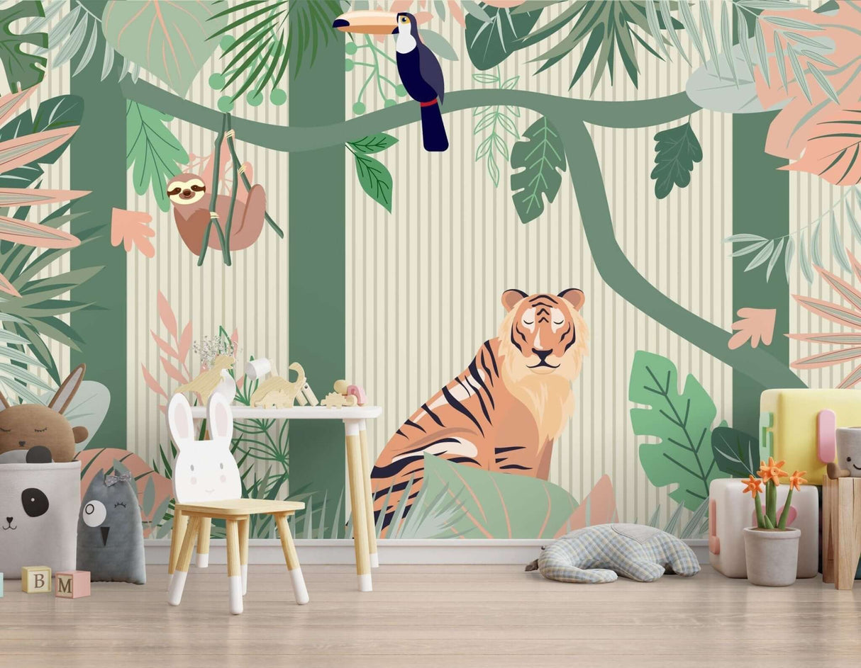 Jungle Theme Safari - Kids Room Wallpaper Mural-ChandeliersDecor.com