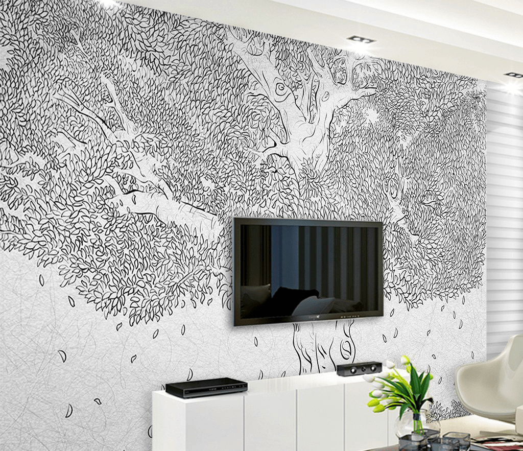 Large Tree Sketch Wallpaper Murals - Transform Your Space-ChandeliersDecor.com