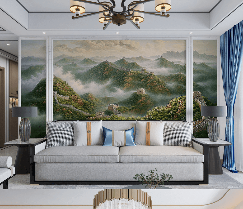 Lush Green Hills Design - Mountains Wallpaper Murals-ChandeliersDecor.com