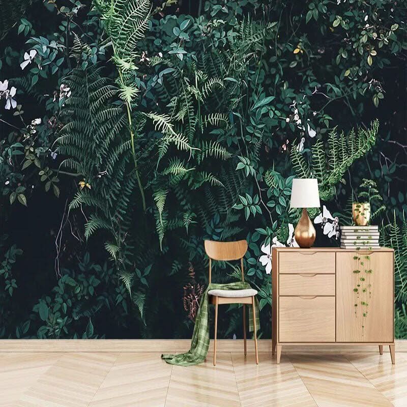 Lush Green Leaves Wallpaper - Transform Your Space-ChandeliersDecor.com