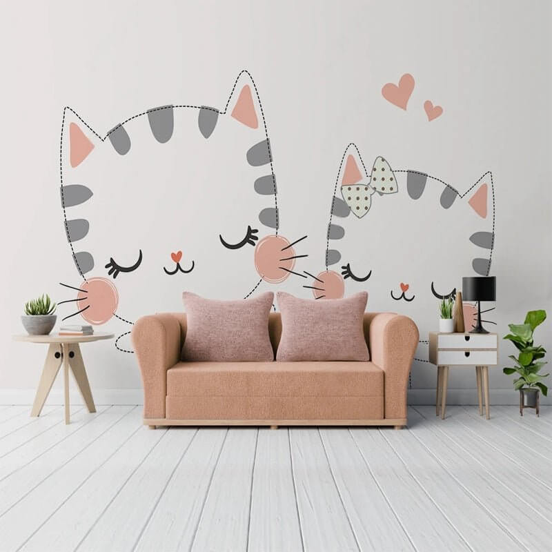 Meow Cat Theme Nursery Wallpaper - Transform Your Space-ChandeliersDecor.com