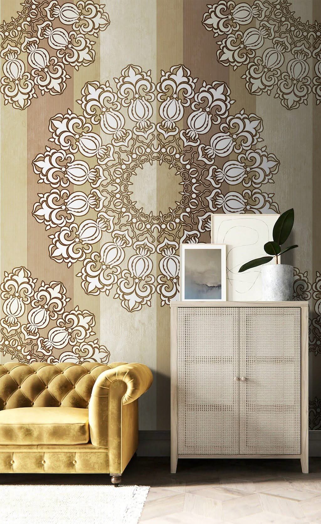 Morrocon Boho Mandala Wallpaper Mural-ChandeliersDecor.com
