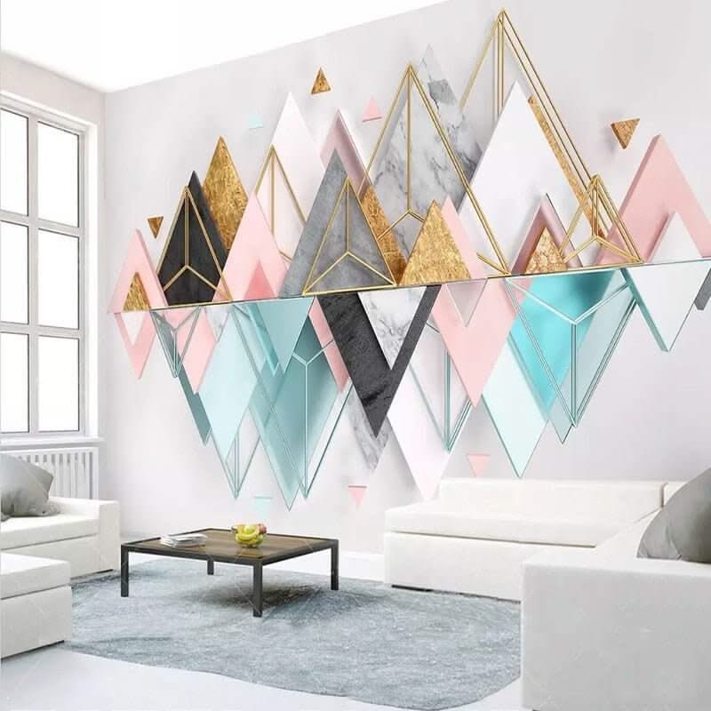 Mountains Geometric Triangle Wallpaper for Home Wall Decor-ChandeliersDecor.com