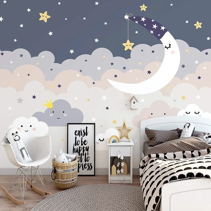 Nighty Night Moon Nursery Wallpaper - Transform Baby's Room-ChandeliersDecor.com
