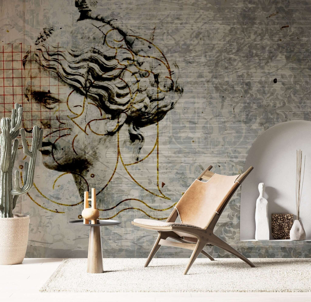 Retro Face Wallpaper Mural - Transform Your Space-ChandeliersDecor.com