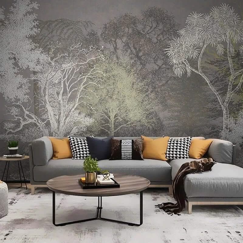 Retro Forest 3D Tree Wallpaper for Home Wall Decor-ChandeliersDecor.com