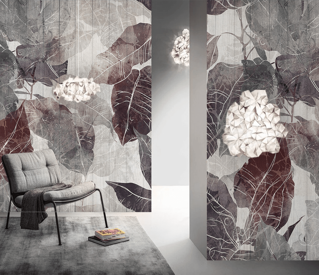 Retro Leaves Theme: Romantic Wallpaper Murals-ChandeliersDecor.com
