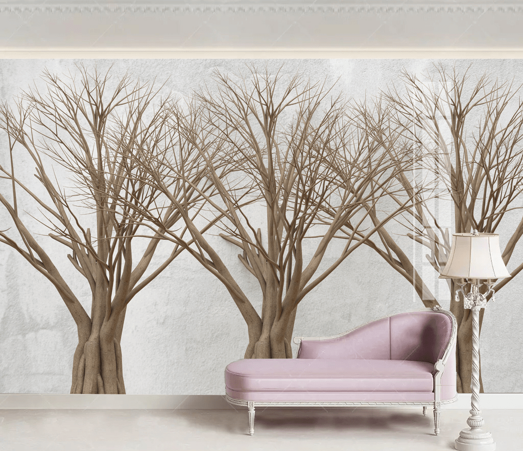 Retro Nostalgia Abstract Design - Trees Wallpaper Murals-ChandeliersDecor.com