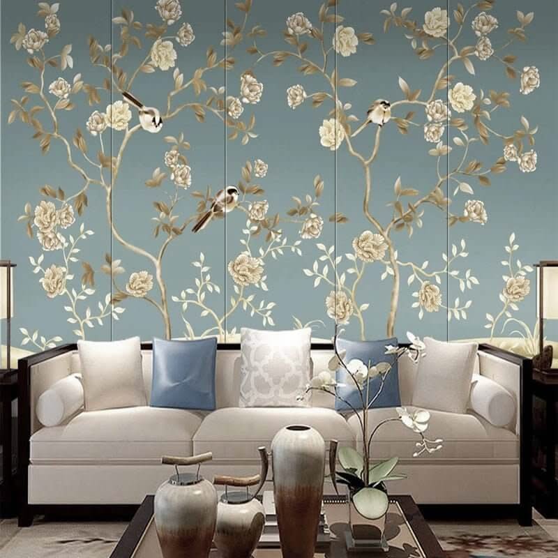Sparrow Floral Wallpaper - Stunning Designs for Any Space-ChandeliersDecor.com