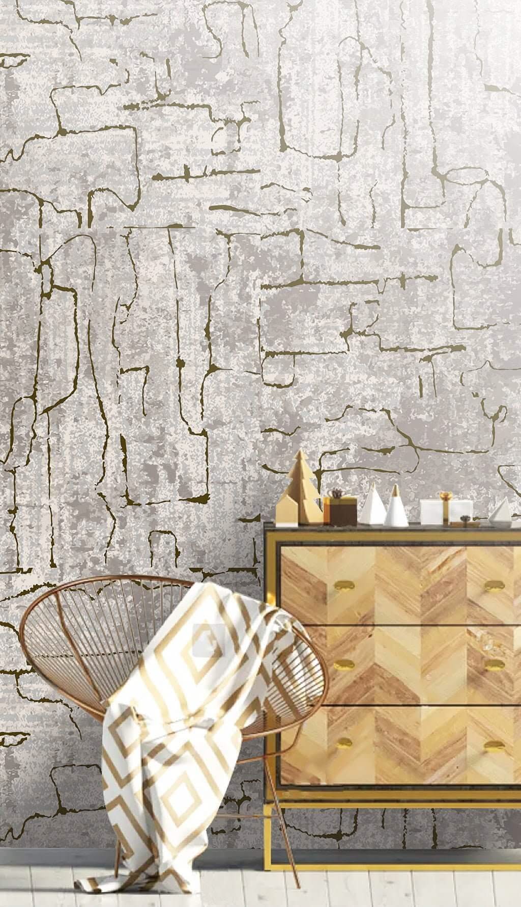 Stone Effect Retro Wallpaper Mural-ChandeliersDecor.com