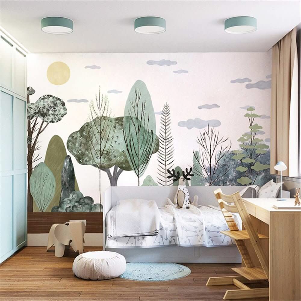 Sunlit Forest Serenity Wallpaper - Transform Your Space-ChandeliersDecor.com