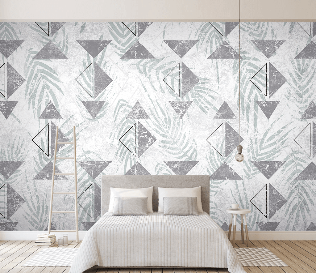 Triangular Pattern Leaves Wallpaper Murals-ChandeliersDecor.com