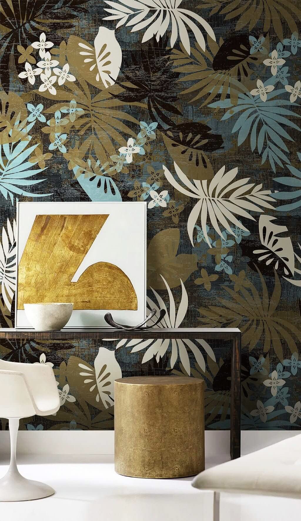 Tropical Floral Nights Wallpaper Mural-ChandeliersDecor.com