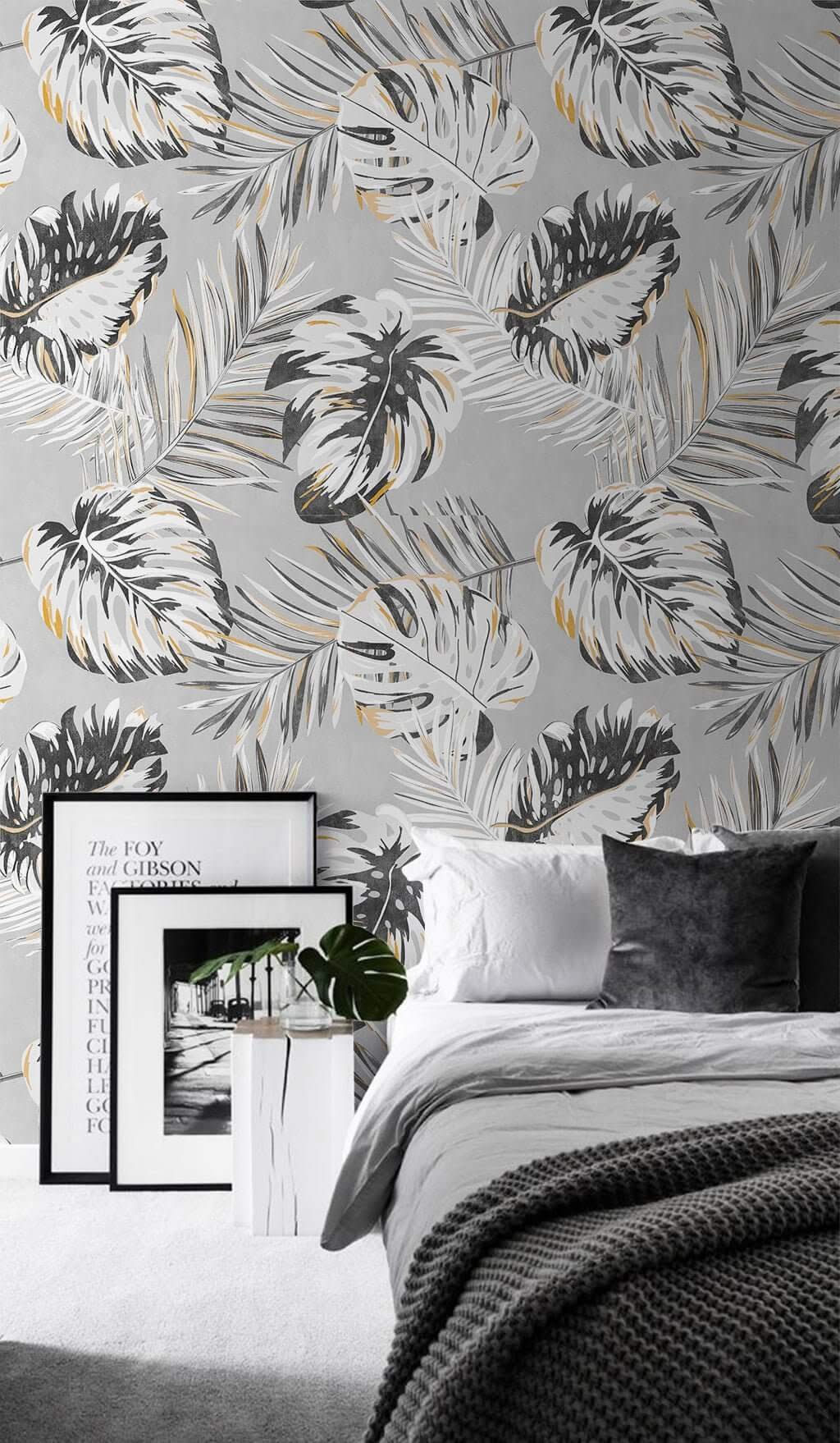 Tropical Leaves Bliss Wallpaper Mural-ChandeliersDecor.com