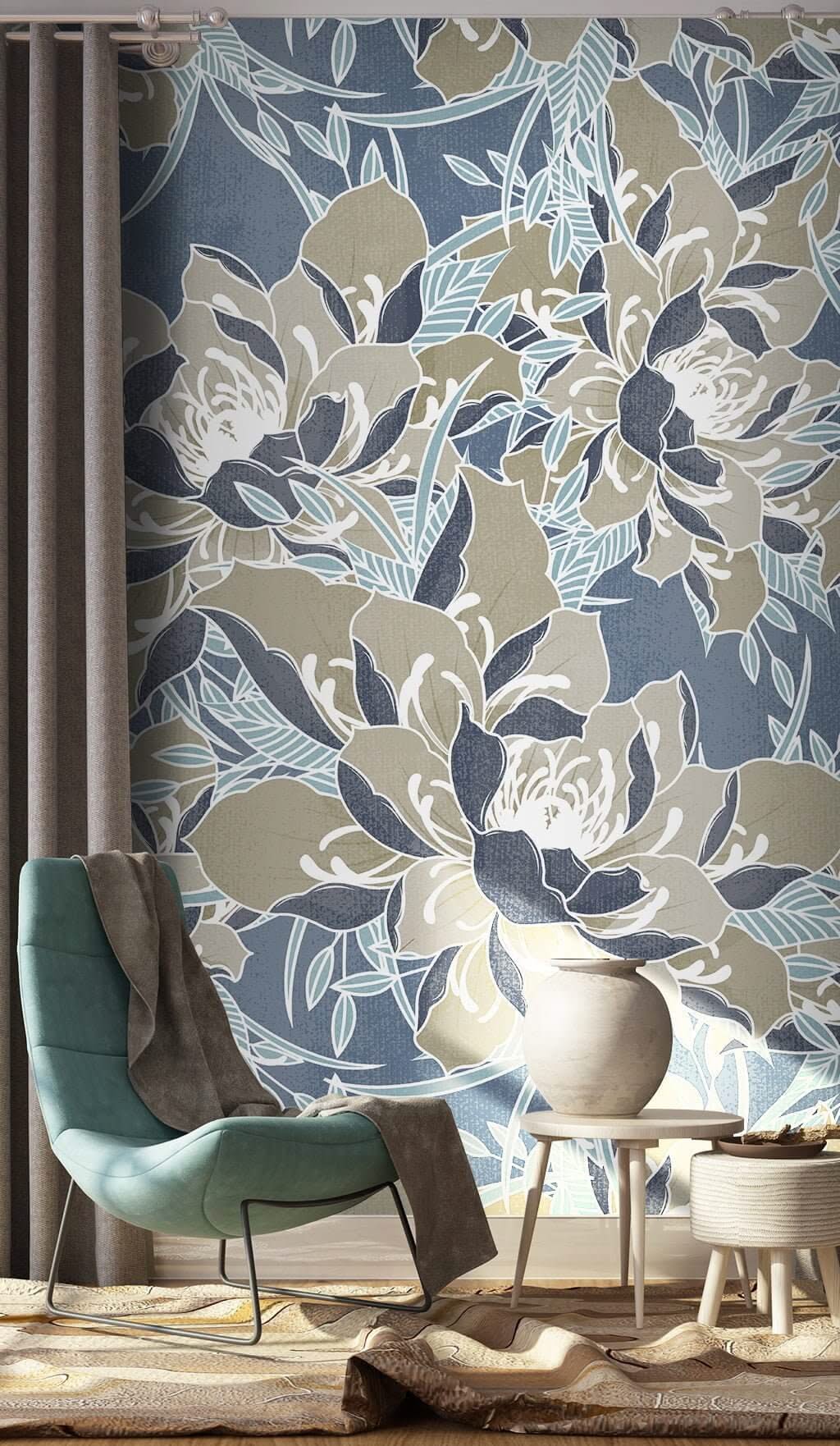 Tropical Roses Wallpaper Mural-ChandeliersDecor.com