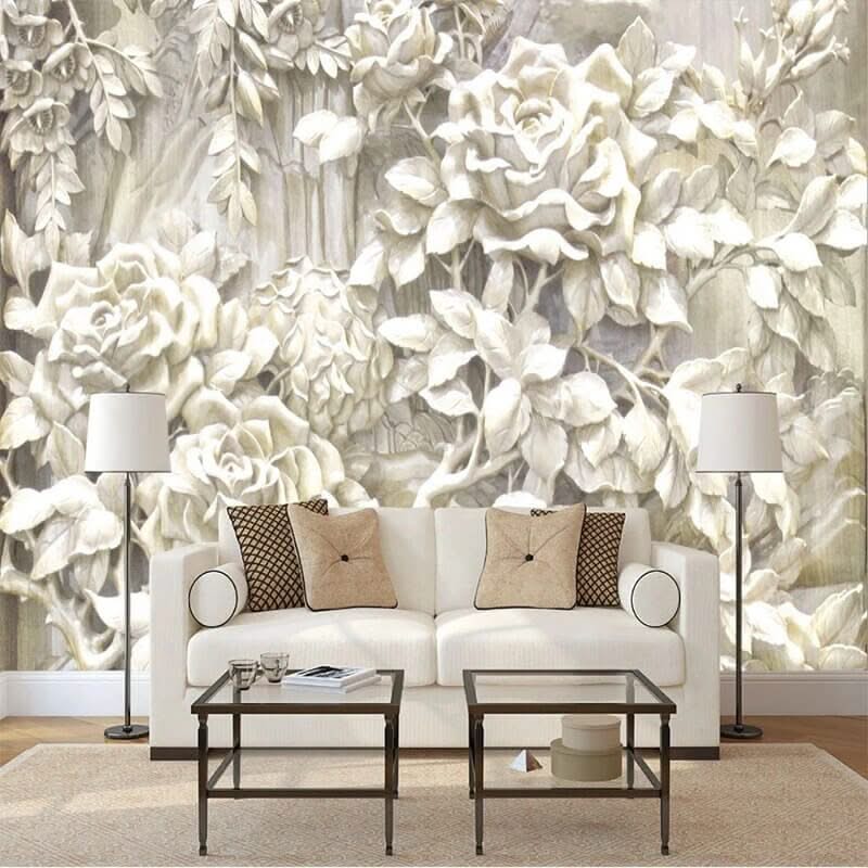 White Rose Flowers Wallpaper for Home Wall Decor-ChandeliersDecor.com