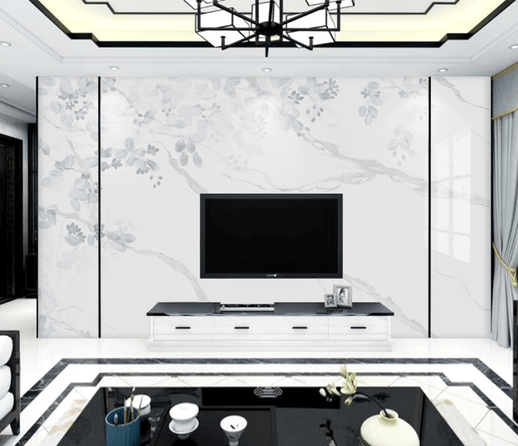 White Shade Stone Design - Marble Wallpaper Murals-ChandeliersDecor.com