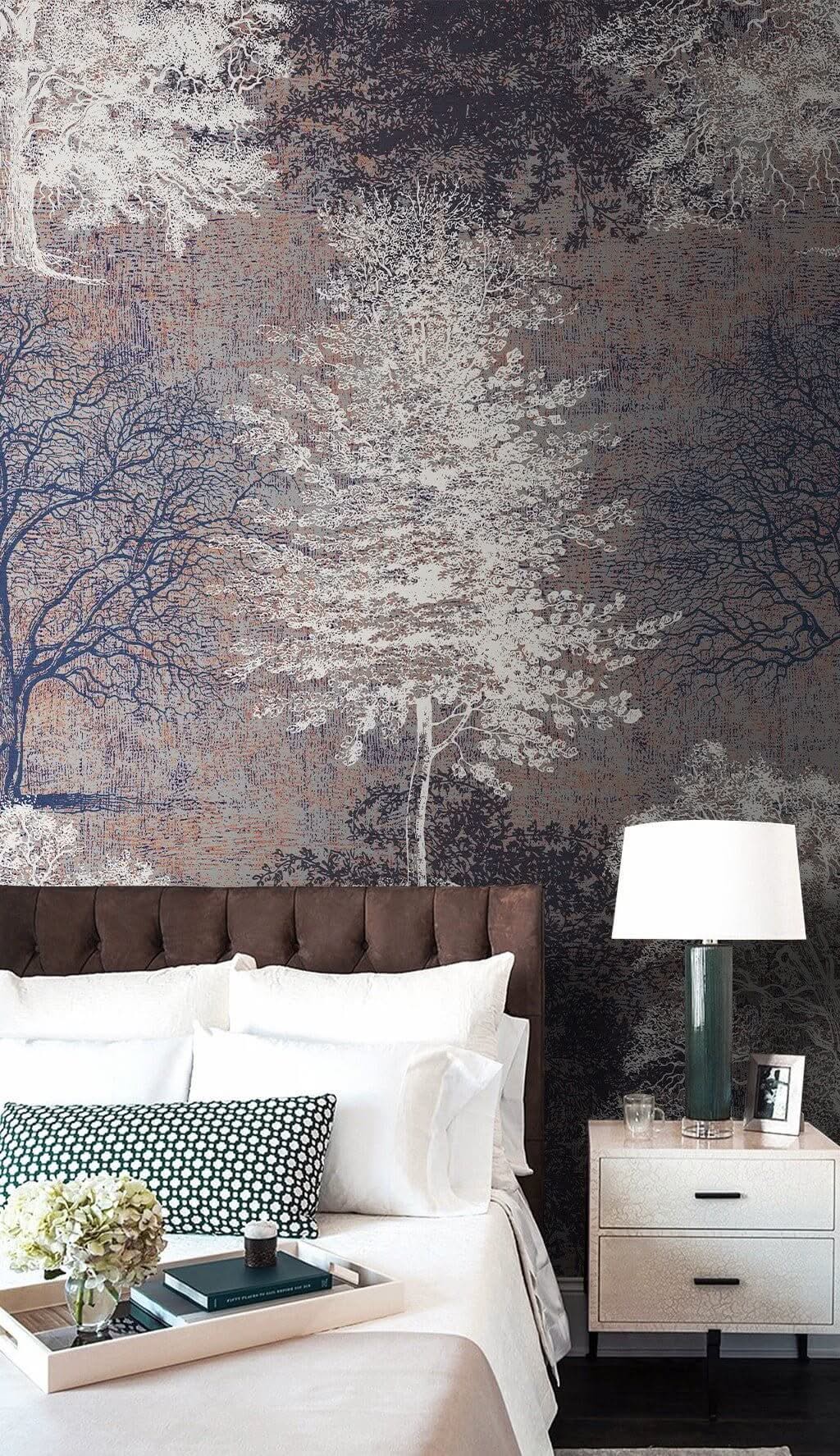 Winter Trees Garden Wallpaper Mural-ChandeliersDecor.com