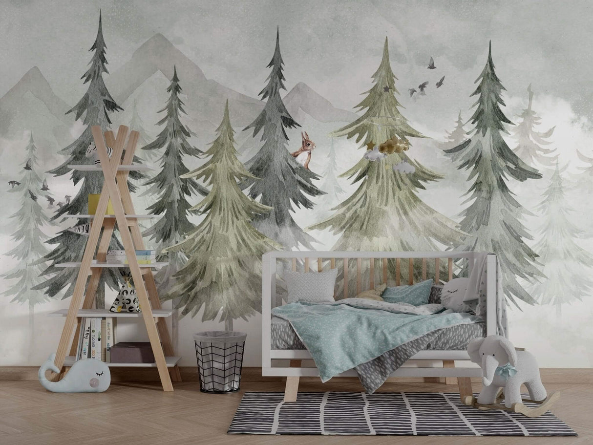 Woodland Trees Wallpaper Mural: Transforming Your Space-ChandeliersDecor.com