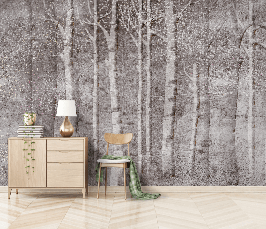 Woods Design - Forest Tree Trunks Wallpaper Mural-ChandeliersDecor.com