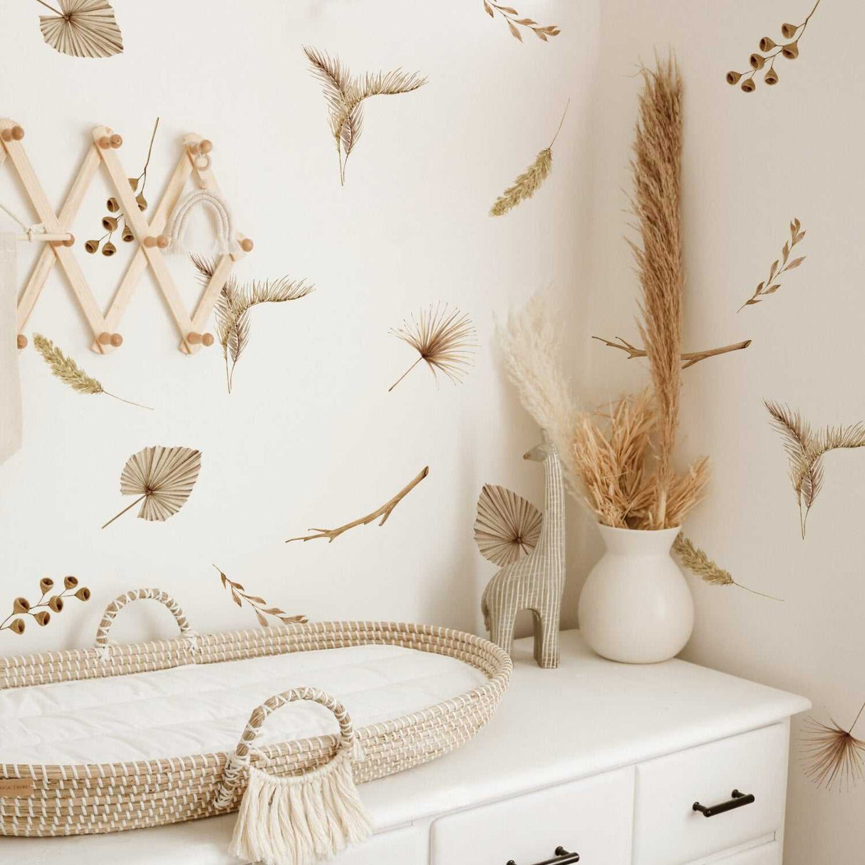 ChandeliersDecor.com-Kids Nursery Bohemian Wall Decals-Animals Boho Dry Floral Wall Stickers - Perfect Decor