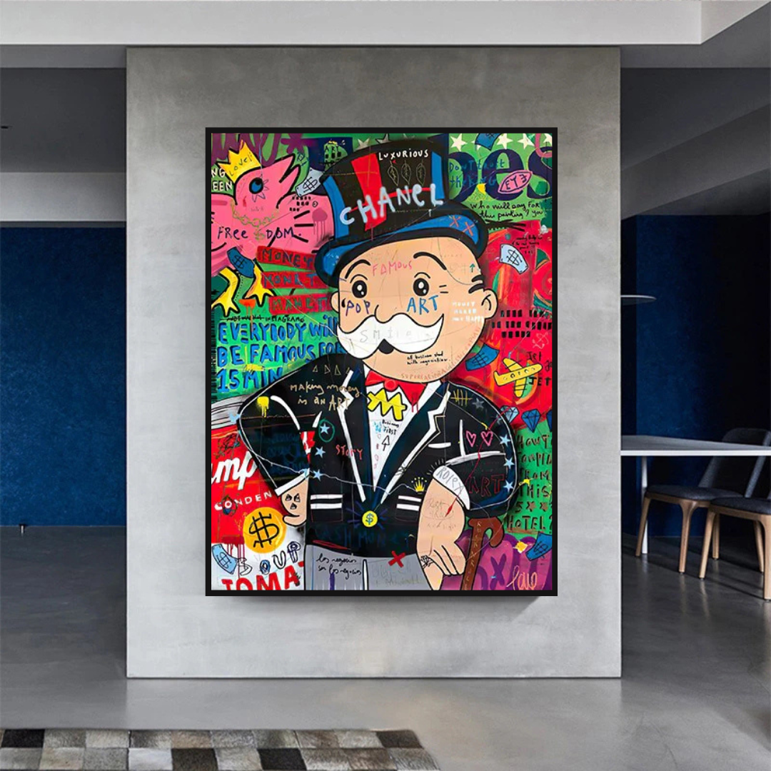 Graffiti Artwork Monopoly Rich Man Canvas Wall Art-ChandeliersDecor.com