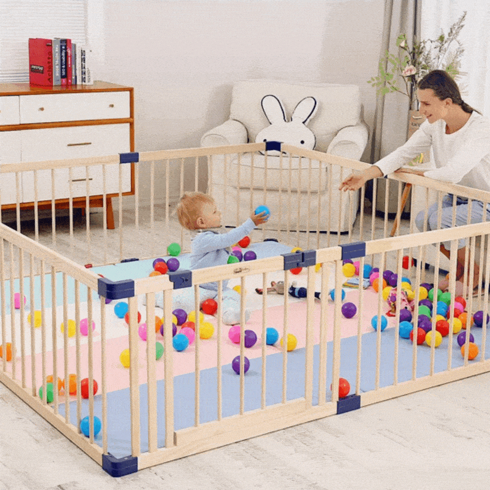 ChandeliersDecor.com-Playpen and Ball Pits-Wooden Play Fence - Perfect Playpen Fencing Solution
