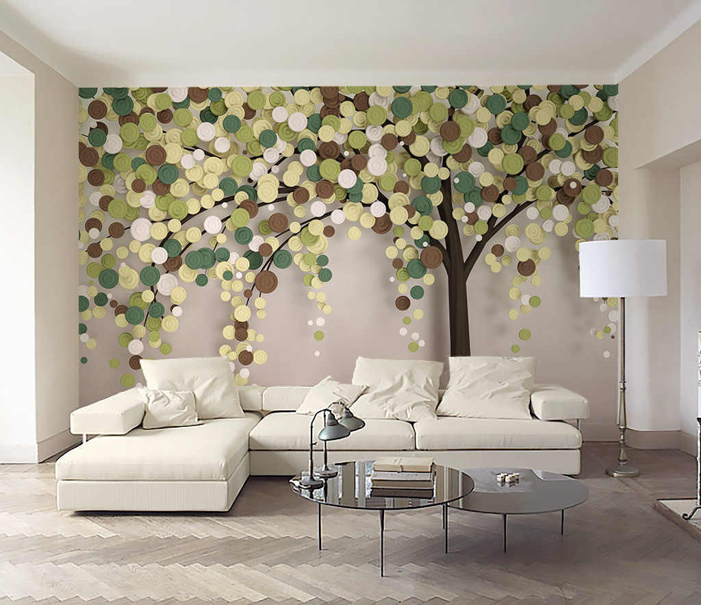 3D Abstract Tree Wallpaper Murals-ChandeliersDecor