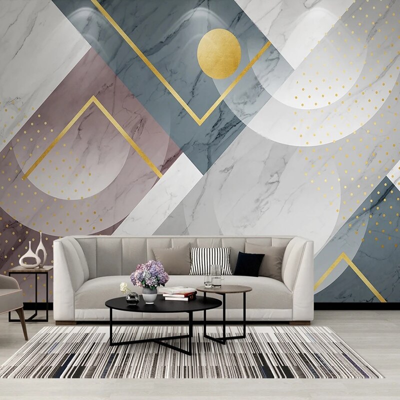 3D Jazz White Light Geometric Wallpaper for Home Wall Decor-ChandeliersDecor