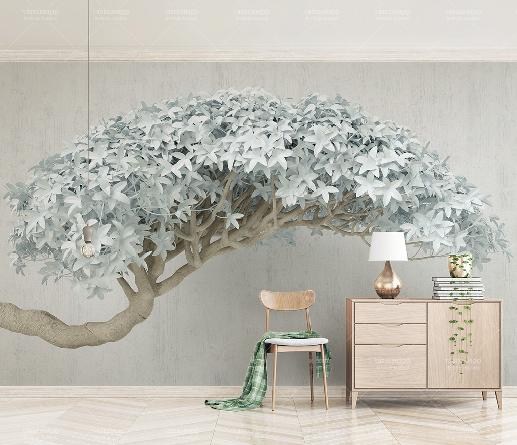 3D Tree Elegant Theme Wallpaper Murals - Exquisite Designs-ChandeliersDecor