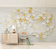 3D Tree White & Yellow Flowers Wallpaper Murals-ChandeliersDecor