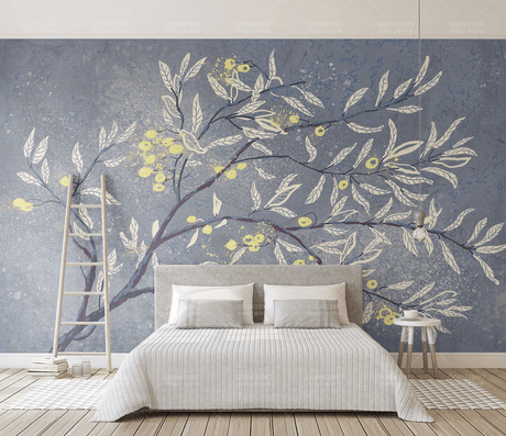 3D Tree with White Leaves Wallpaper Murals-ChandeliersDecor.com