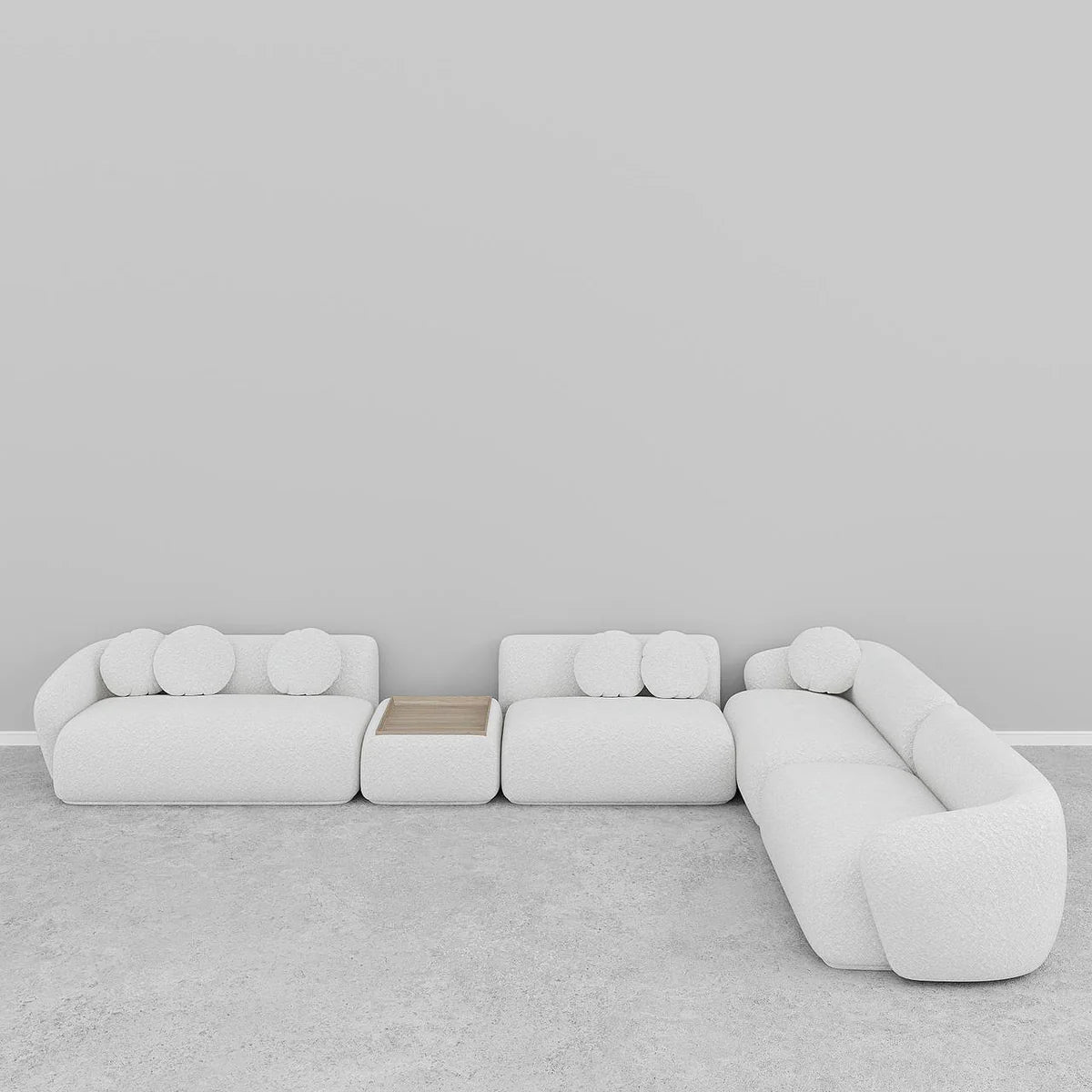 Cappy L-Shaped Modular Sofa / White Boucle