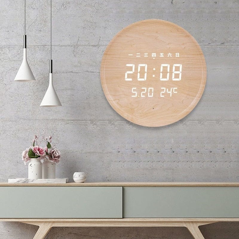 Digital Wooden Wall Clock Luxury Design