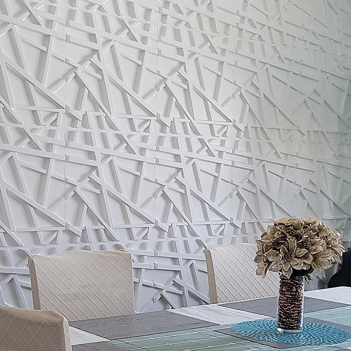 Geometric 3D Wall Panel - Diamond Carved Design - 50x50cm