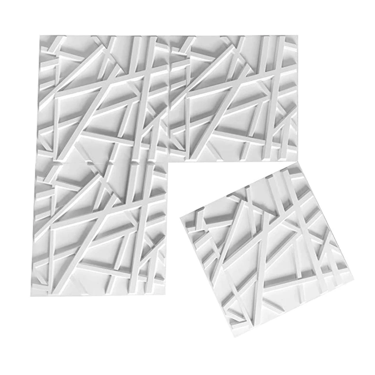 Geometric 3D Wall Panel - Diamond Carved Design - 50x50cm