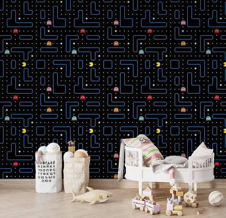 Pacman Wallpaper Mural for Kids Room