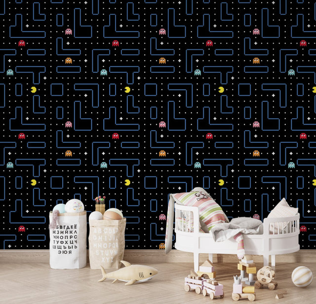 Pacman Wallpaper Mural for Kids Room