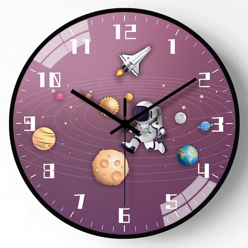 Kids Room Astronaut Space Wall Clock